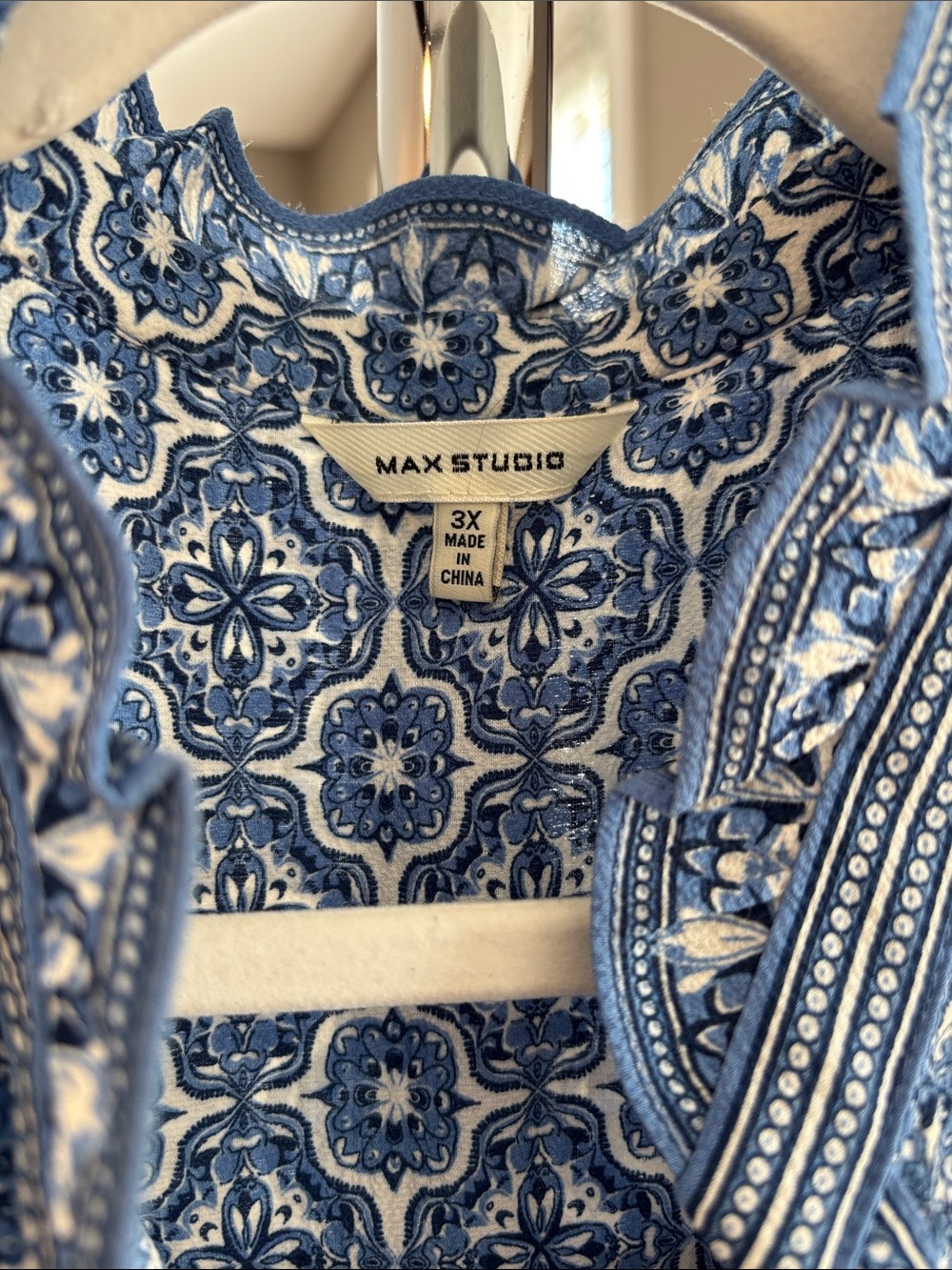 Max Studio Blue Printed Tiered Dress Like. New - Picture 2 of 5